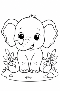Adorable Baby Elephant Coloring Page coloring page