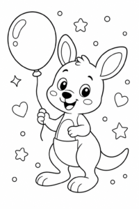 Baby Kangaroo Playing with Bubbles Doodle Page coloring page