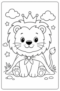 Brave Lion Printable Card coloring page