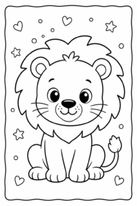 Cute Lion Doodle Card coloring page