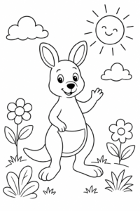 Friendly Kangaroo Standing Under the Sun Printable Card coloring page