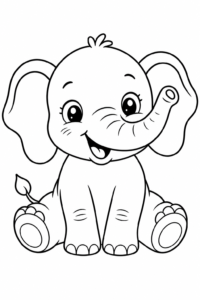 Happy Baby Elephant Coloring Page coloring page