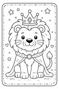 King Lion Doodle Card coloring page