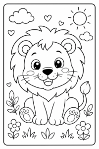 Little Lion Coloring Card coloring page