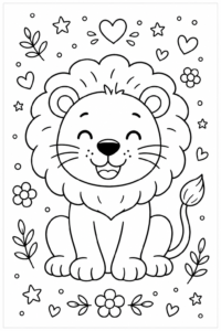 Smiling Lion Doodle Page coloring page