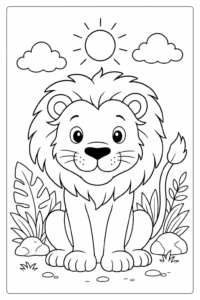 Wild Lion Printable Card coloring page