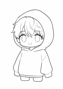 Anime Boy Wearing a Cozy Hoodie coloring page