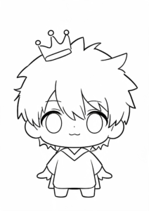 Anime Boy Wearing a Tiny Crown coloring page