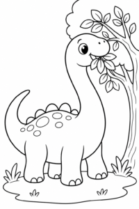 Baby Brontosaurus Eating Leaves Doodle Page coloring page