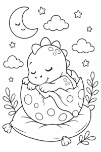 Baby Dinosaur Sitting Inside an Eggshell Coloring Sheet coloring page