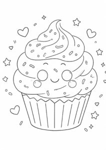 Birthday Cupcake with Sprinkles Doodle Page coloring page