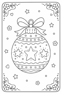 Christmas Ornament with Stars Printable Coloring Sheet coloring page