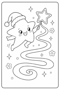 Christmas Star with Swirls Printable Card coloring page