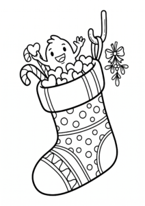 Christmas Stocking Filled with Hearts Doodle Page coloring page