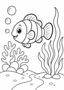 Clownfish and Coral Reef Doodle Page coloring page