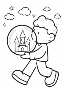 Crystal Ball Showing a Tiny Castle Coloring Page coloring page