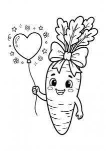 Cute Carrot with a Bow Coloring Sheet coloring page