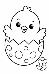 Cute Chick Hatching from an Egg Doodle Card coloring page