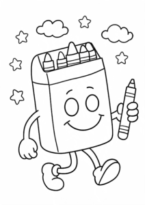Cute Crayon Box with Happy Faces Coloring Page coloring page