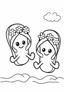 Cute Flip Flops with Flower Patterns Printable Coloring Page coloring page