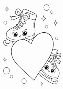 Cute Ice Skates with Ribbon Bows Printable Coloring Page coloring page