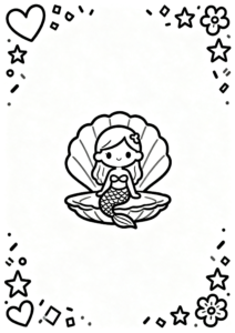 Cute Mermaid Sitting on a Seashell Coloring Sheet coloring page