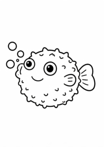 Cute Pufferfish Blowing Bubbles Doodle Page coloring page