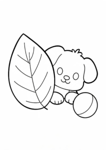 Cute Puppy Playing with a Ball Coloring Page coloring page
