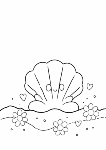 Cute Seashell Collection on the Sand Coloring Sheet coloring page