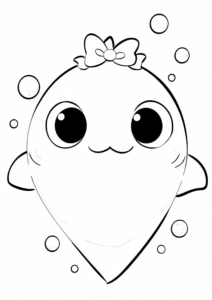 Cute Shark Wearing a Tiny Bow Printable Coloring Page coloring page