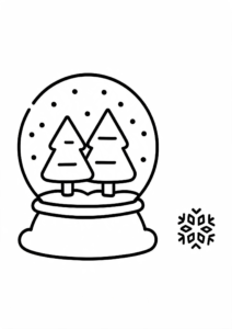 Cute Snow Globe with Winter Trees Coloring Card coloring page