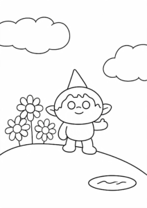 Cute Troll Wearing a Tiny Hat Printable Coloring Page coloring page