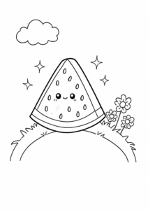 Cute Watermelon Slice with Sparkles Coloring Card coloring page