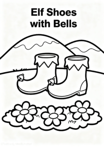 Elf Shoes with Bells Printable Coloring Sheet coloring page