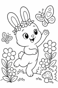 Enchanted Garden with Butterflies Coloring Card coloring page