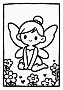 Fairy Flying with Fireflies Coloring Page coloring page