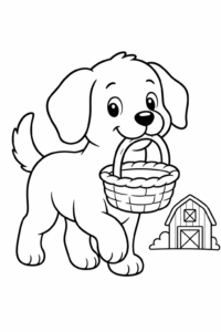 Farm Dog Carrying a Small Basket Doodle Page coloring page