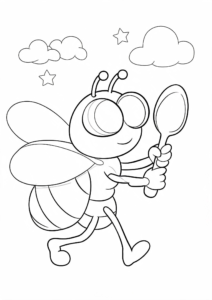 Fly Holding a Tiny Spoon Coloring Sheet coloring page