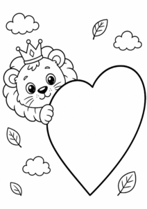 Friendly Lion Wearing a Crown Coloring Page coloring page