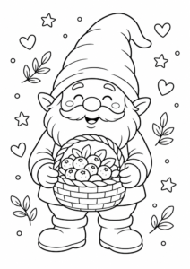 Gnome Carrying a Basket of Berries Coloring Sheet coloring page
