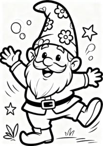 Gnome Hat with Flower Patterns Coloring Card coloring page