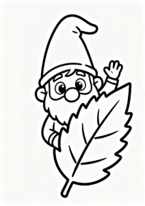 Gnome Sleeping Under a Leaf Coloring Sheet coloring page