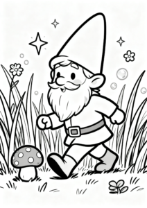 Gnome Walking Through Tall Grass Doodle Card coloring page