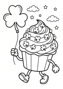 Green Cupcake with Shamrock Sprinkles Printable Card coloring page
