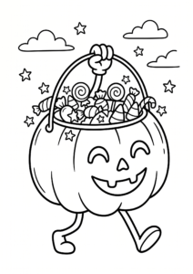 Halloween Candy Bucket with Stars Printable Card coloring page