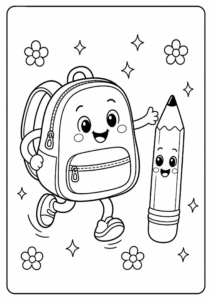 Happy Backpack Ready for School Coloring Page coloring page