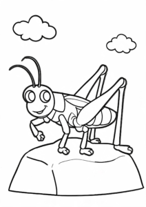 Happy Cricket Singing on a Rock Coloring Sheet coloring page