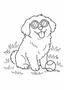 Happy Dog Wearing Sunglasses Doodle Card coloring page