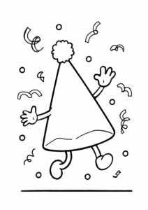 Happy Party Hat with Confetti Doodle Card coloring page