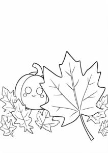 Happy Pumpkin Sitting in Leaves Coloring Page coloring page